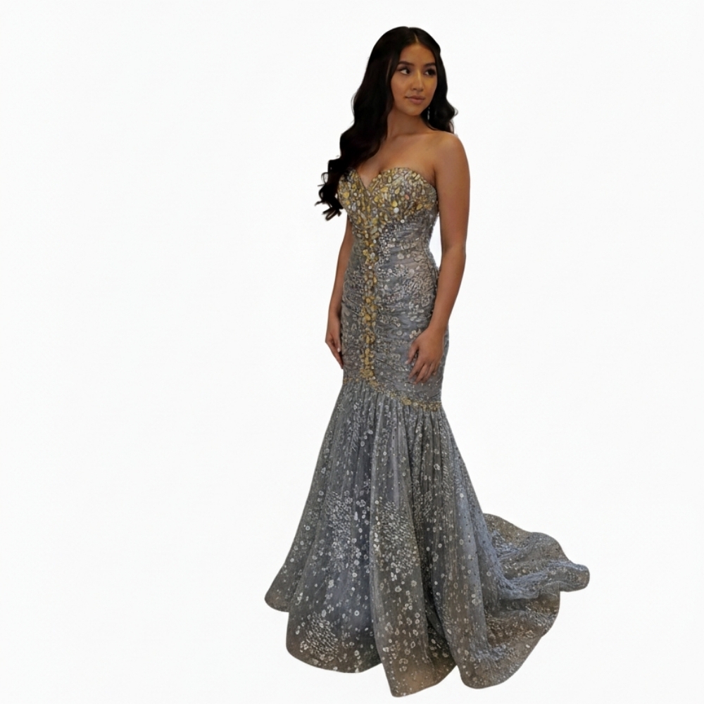 Jovani HAND BEADED STRAPLESS SWEETHEART MERMAID GOWN SIZE 0
